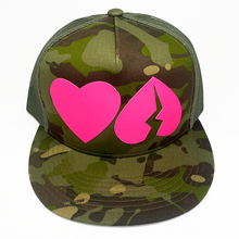 Load image into Gallery viewer, Camo &quot;Heart Flip&quot; Trucker Hat
