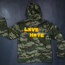 Load image into Gallery viewer, Camo &quot;LXVE over Hxte&quot; windbreaker
