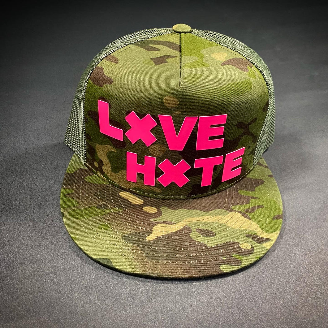 Camo LXVE over HXTE Trucker Hat
